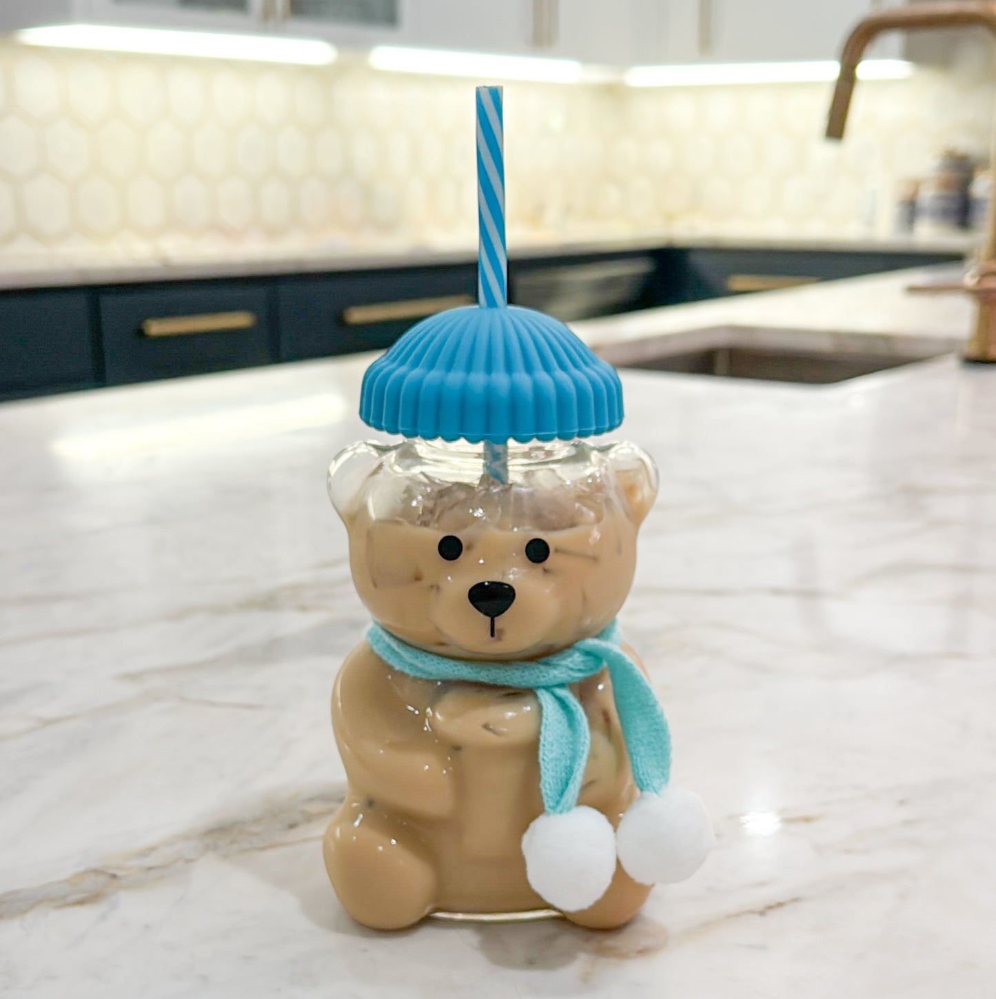 Honey Bear Latte Glass Cup